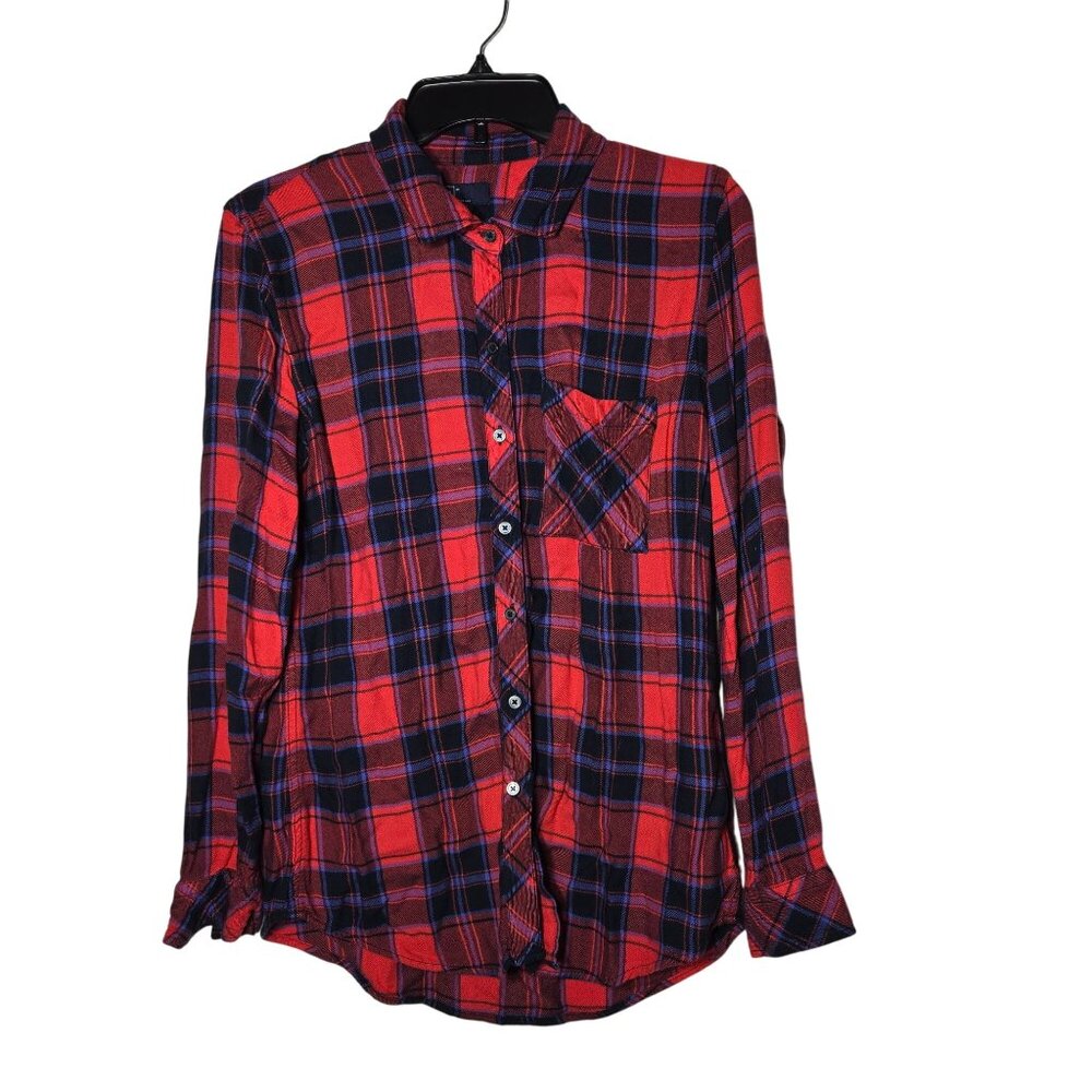 Gap Womens Soft Plaid Boyfriend Button Long Sleeve‎ Shirt Medium Fall Outdoor